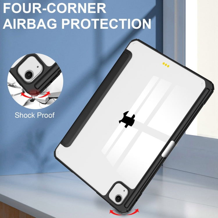 For iPad Air 13 2026 / 2025 / 2024 Pure Color 3-fold Clear TPU Smart Leather Tablet Case
