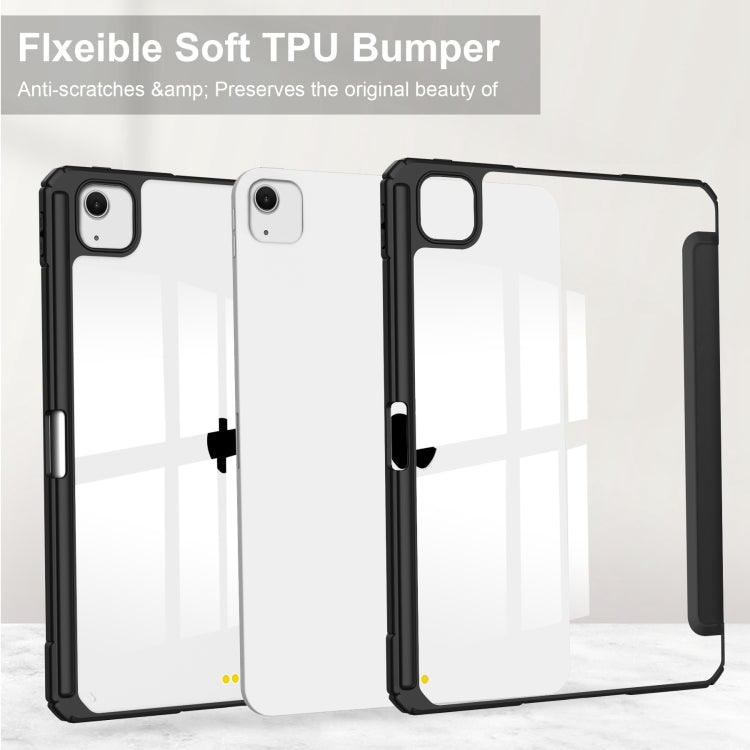 For iPad Air 13 2026 / 2025 / 2024 Pure Color 3-fold Clear TPU Smart Leather Tablet Case
