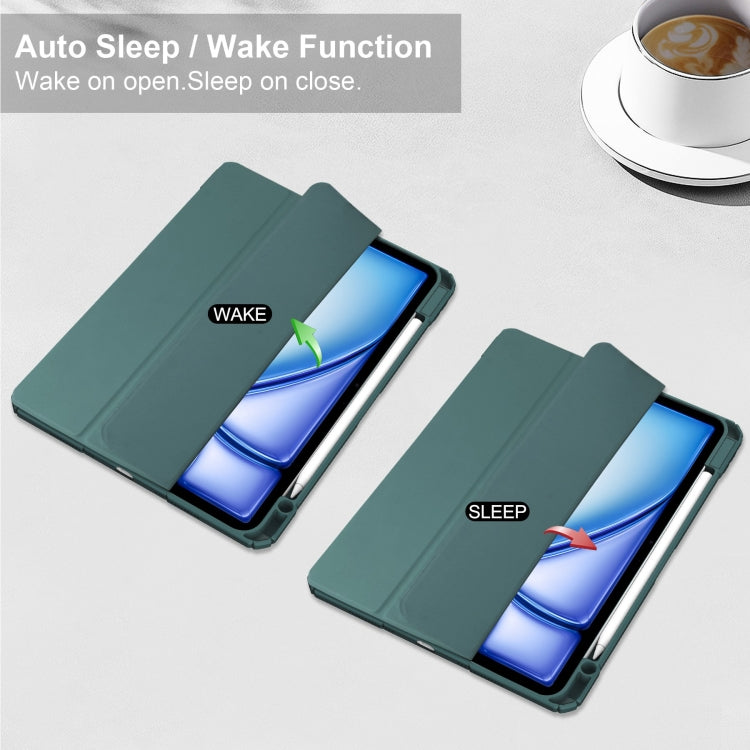 For iPad Air 13 2026 / 2025 / 2024 Pure Color 3-fold Clear TPU Smart Leather Tablet Case