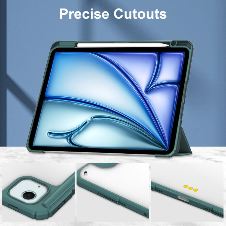 For iPad Air 13 2026 / 2025 / 2024 Pure Color 3-fold Clear TPU Smart Leather Tablet Case
