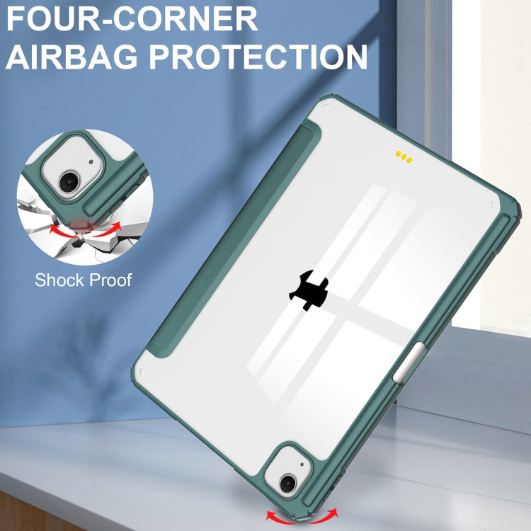 For iPad Air 13 2026 / 2025 / 2024 Pure Color 3-fold Clear TPU Smart Leather Tablet Case