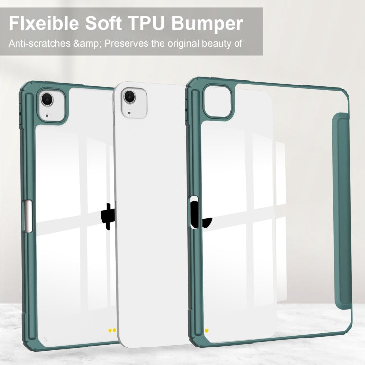 For iPad Air 13 2026 / 2025 / 2024 Pure Color 3-fold Clear TPU Smart Leather Tablet Case