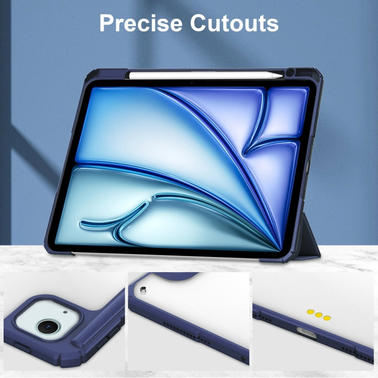For iPad Air 13 2026 / 2025 / 2024 Pure Color 3-fold Clear TPU Smart Leather Tablet Case