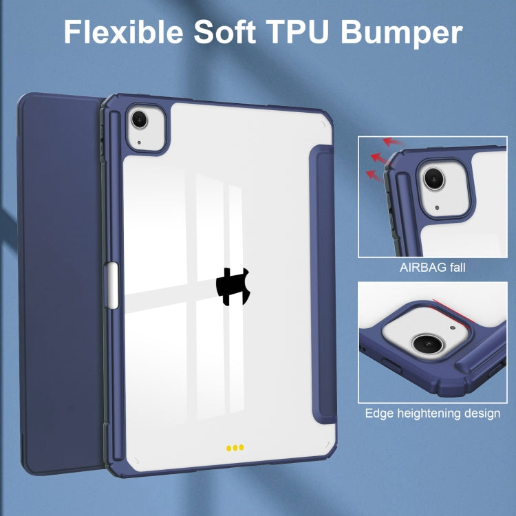 For iPad Air 13 2026 / 2025 / 2024 Pure Color 3-fold Clear TPU Smart Leather Tablet Case