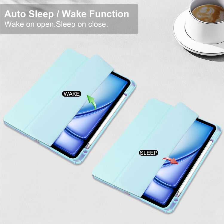 For iPad Air 13 2026 / 2025 / 2024 Pure Color 3-fold Clear TPU Smart Leather Tablet Case