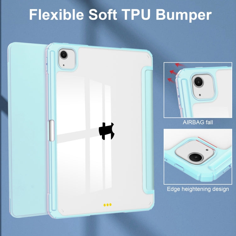 For iPad Air 13 2026 / 2025 / 2024 Pure Color 3-fold Clear TPU Smart Leather Tablet Case