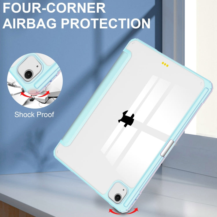 For iPad Air 13 2026 / 2025 / 2024 Pure Color 3-fold Clear TPU Smart Leather Tablet Case