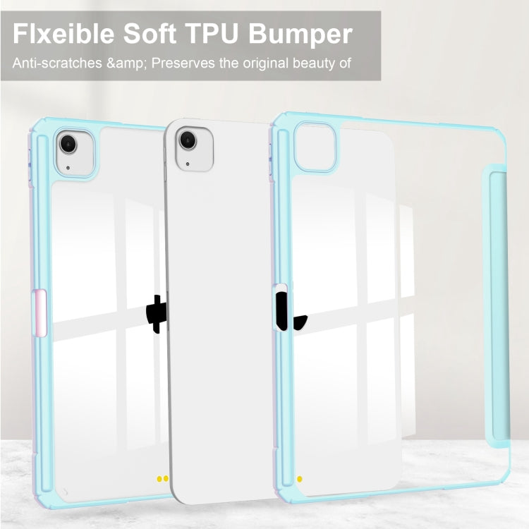 For iPad Air 13 2026 / 2025 / 2024 Pure Color 3-fold Clear TPU Smart Leather Tablet Case