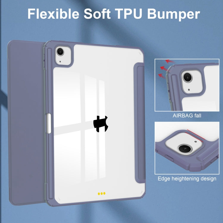For iPad Air 13 2026 / 2025 / 2024 Pure Color 3-fold Clear TPU Smart Leather Tablet Case