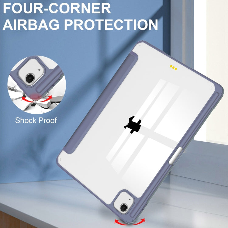 For iPad Air 13 2026 / 2025 / 2024 Pure Color 3-fold Clear TPU Smart Leather Tablet Case