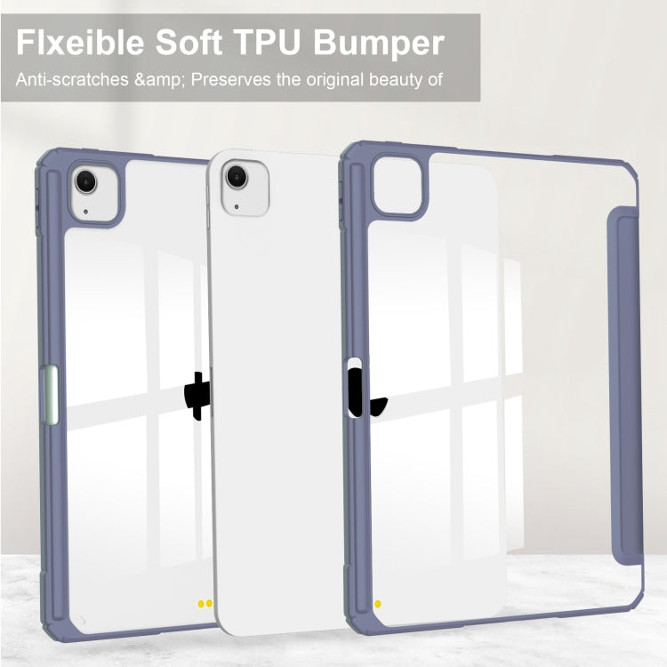 For iPad Air 13 2026 / 2025 / 2024 Pure Color 3-fold Clear TPU Smart Leather Tablet Case