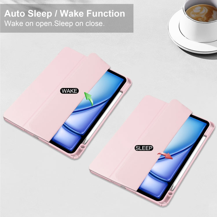 For iPad Air 13 2026 / 2025 / 2024 Pure Color 3-fold Clear TPU Smart Leather Tablet Case