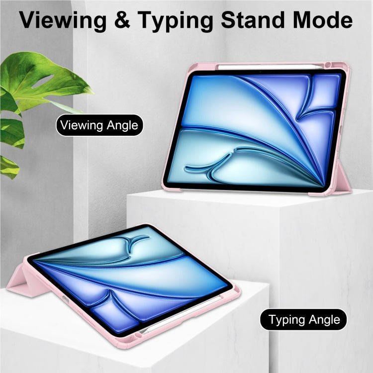 For iPad Air 13 2026 / 2025 / 2024 Pure Color 3-fold Clear TPU Smart Leather Tablet Case