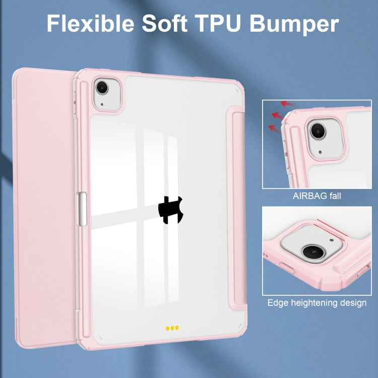 For iPad Air 13 2026 / 2025 / 2024 Pure Color 3-fold Clear TPU Smart Leather Tablet Case