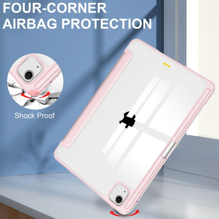 For iPad Air 13 2026 / 2025 / 2024 Pure Color 3-fold Clear TPU Smart Leather Tablet Case