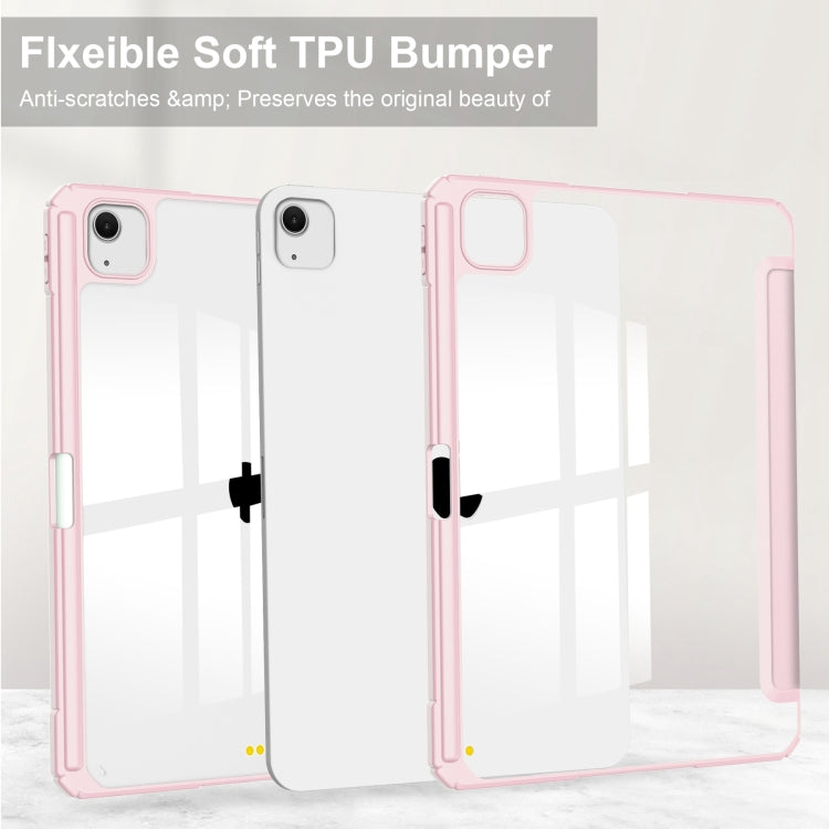 For iPad Air 13 2026 / 2025 / 2024 Pure Color 3-fold Clear TPU Smart Leather Tablet Case