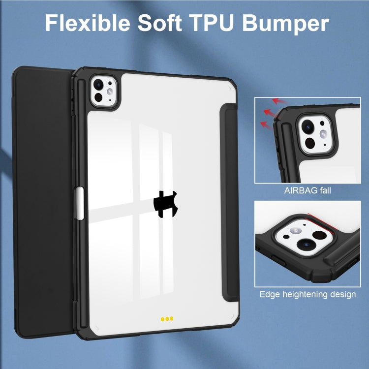 For iPad Pro 11 2025 / 2024 Pure Color 3-fold Clear TPU Smart Leather Tablet Case