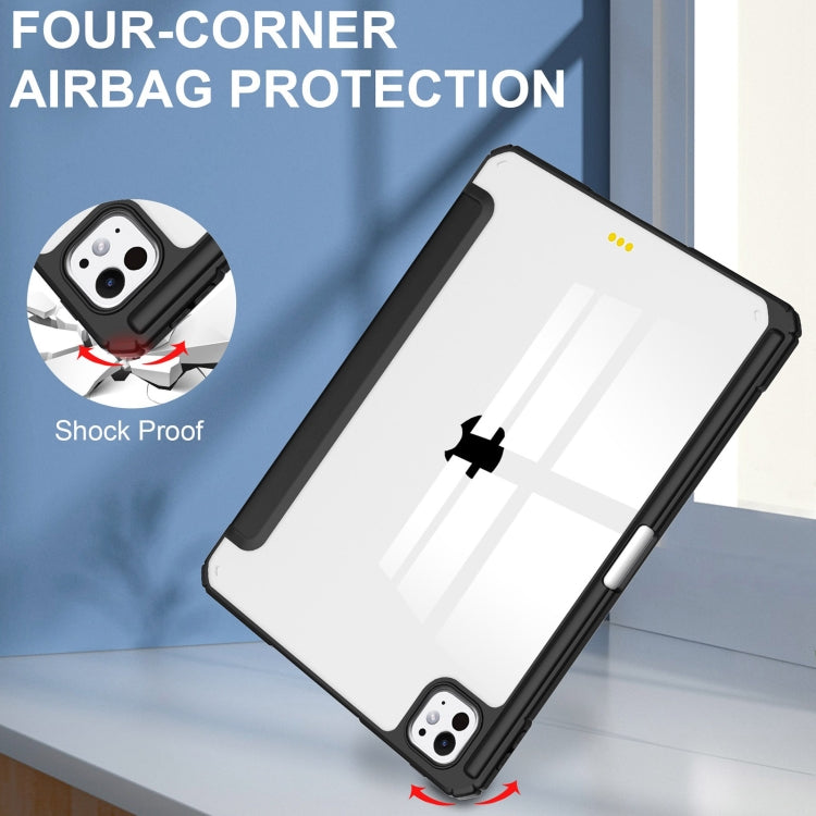For iPad Pro 11 2025 / 2024 Pure Color 3-fold Clear TPU Smart Leather Tablet Case
