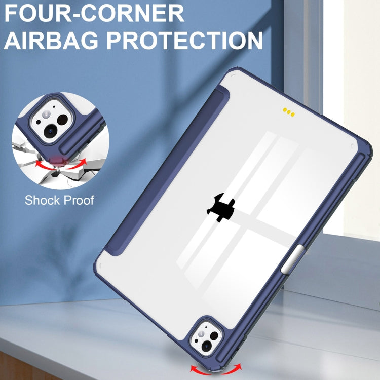 For iPad Pro 11 2025 / 2024 Pure Color 3-fold Clear TPU Smart Leather Tablet Case