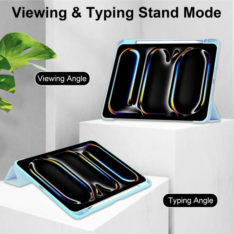 For iPad Pro 11 2025 / 2024 Pure Color 3-fold Clear TPU Smart Leather Tablet Case
