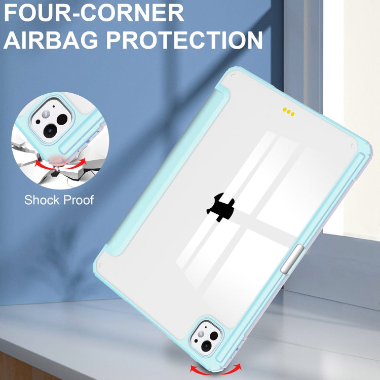 For iPad Pro 11 2025 / 2024 Pure Color 3-fold Clear TPU Smart Leather Tablet Case