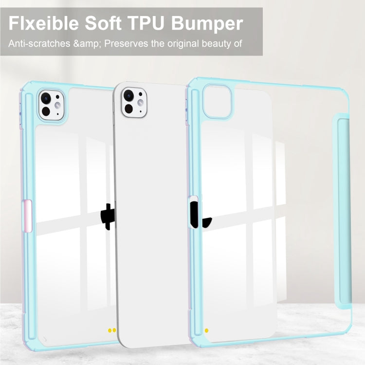 For iPad Pro 11 2025 / 2024 Pure Color 3-fold Clear TPU Smart Leather Tablet Case