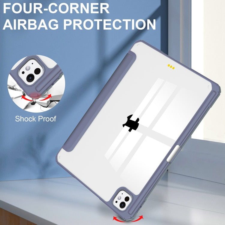 For iPad Pro 11 2025 / 2024 Pure Color 3-fold Clear TPU Smart Leather Tablet Case