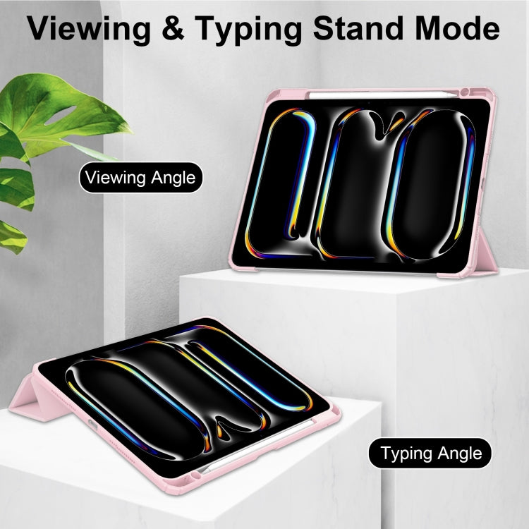 For iPad Pro 11 2025 / 2024 Pure Color 3-fold Clear TPU Smart Leather Tablet Case