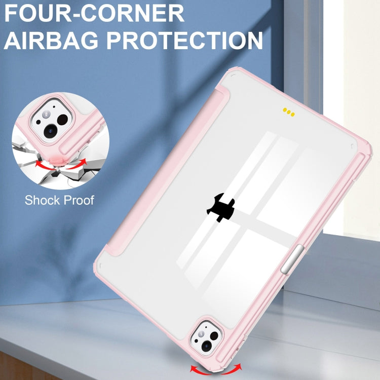 For iPad Pro 11 2025 / 2024 Pure Color 3-fold Clear TPU Smart Leather Tablet Case
