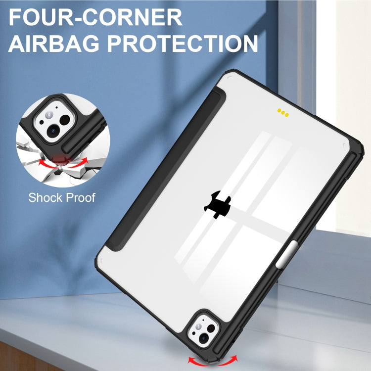 For iPad Pro 13 2025 / 2024 Pure Color 3-fold Clear TPU Smart Leather Tablet Case