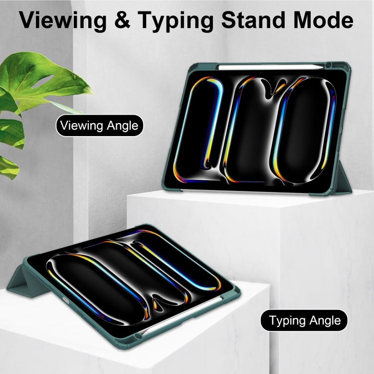 For iPad Pro 13 2025 / 2024 Pure Color 3-fold Clear TPU Smart Leather Tablet Case