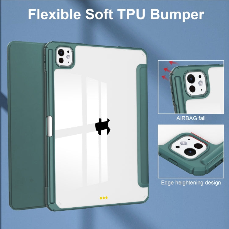 For iPad Pro 13 2025 / 2024 Pure Color 3-fold Clear TPU Smart Leather Tablet Case