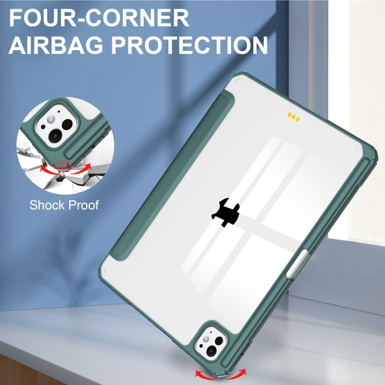 For iPad Pro 13 2025 / 2024 Pure Color 3-fold Clear TPU Smart Leather Tablet Case