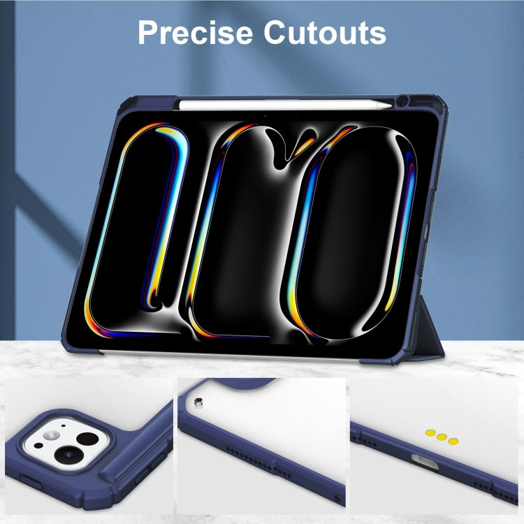For iPad Pro 13 2025 / 2024 Pure Color 3-fold Clear TPU Smart Leather Tablet Case