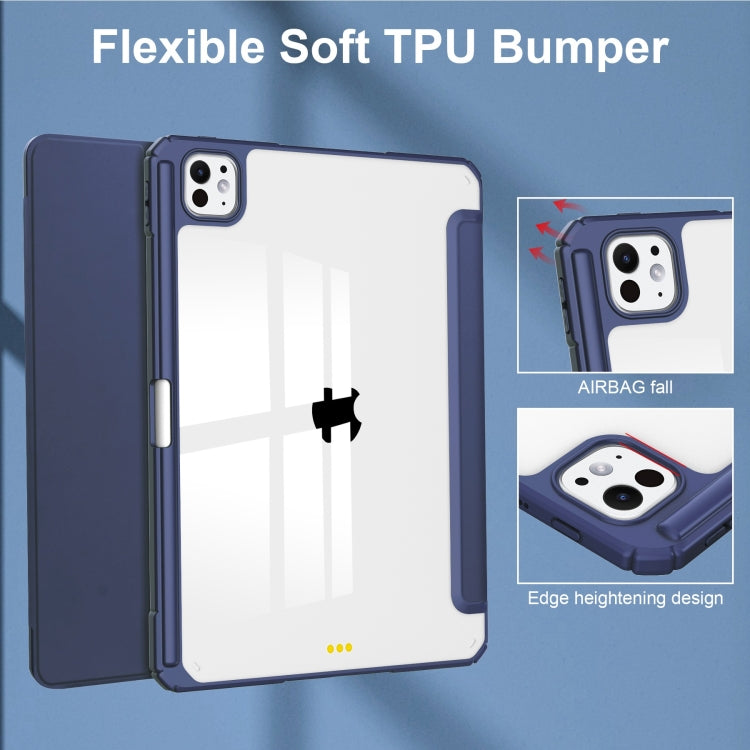 For iPad Pro 13 2025 / 2024 Pure Color 3-fold Clear TPU Smart Leather Tablet Case