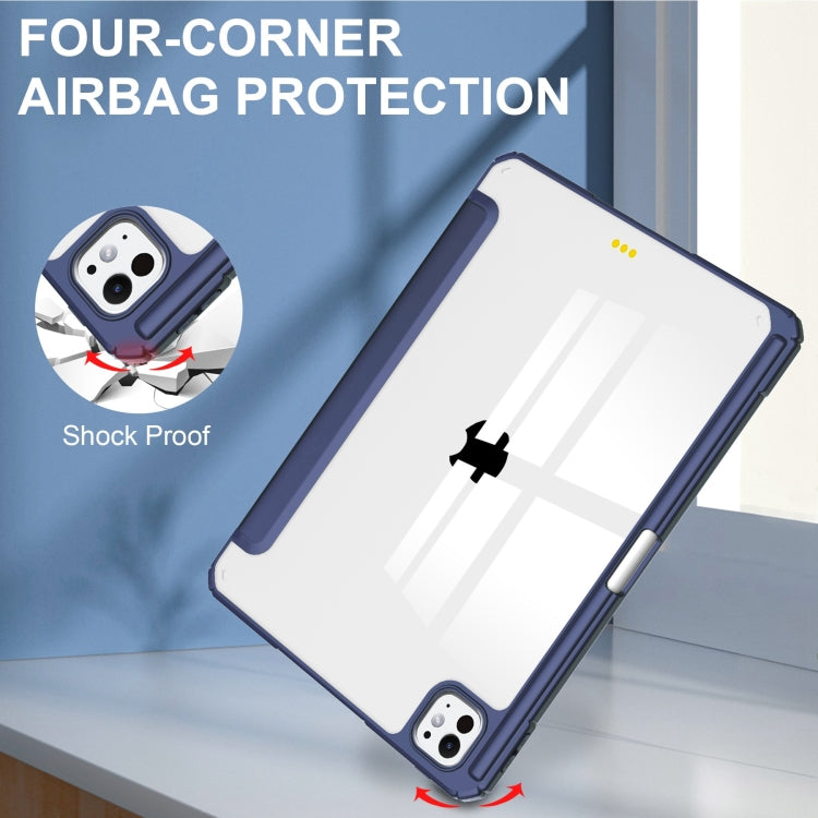 For iPad Pro 13 2025 / 2024 Pure Color 3-fold Clear TPU Smart Leather Tablet Case
