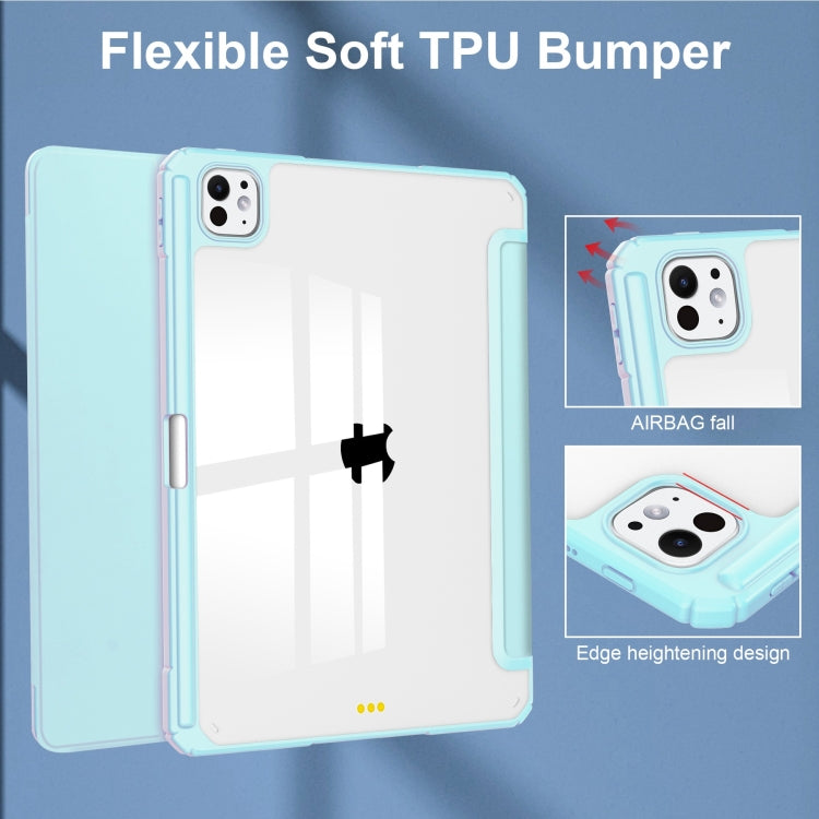 For iPad Pro 13 2025 / 2024 Pure Color 3-fold Clear TPU Smart Leather Tablet Case