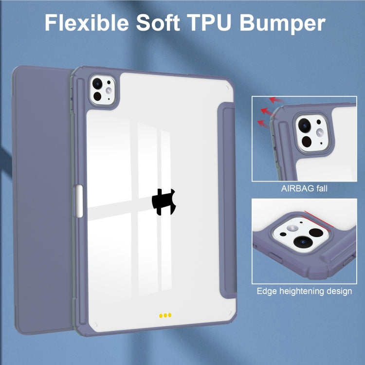 For iPad Pro 13 2025 / 2024 Pure Color 3-fold Clear TPU Smart Leather Tablet Case