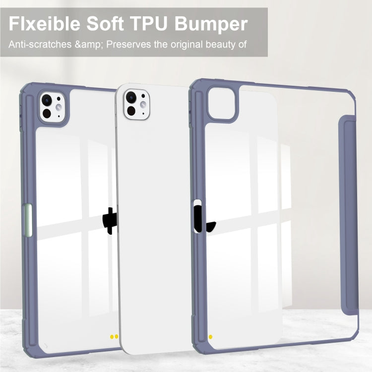 For iPad Pro 13 2025 / 2024 Pure Color 3-fold Clear TPU Smart Leather Tablet Case