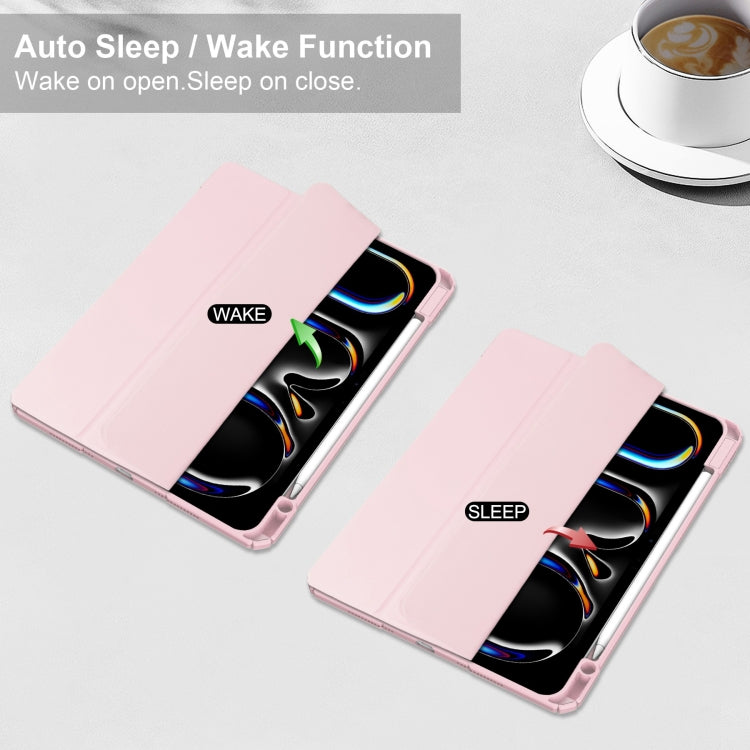 For iPad Pro 13 2025 / 2024 Pure Color 3-fold Clear TPU Smart Leather Tablet Case