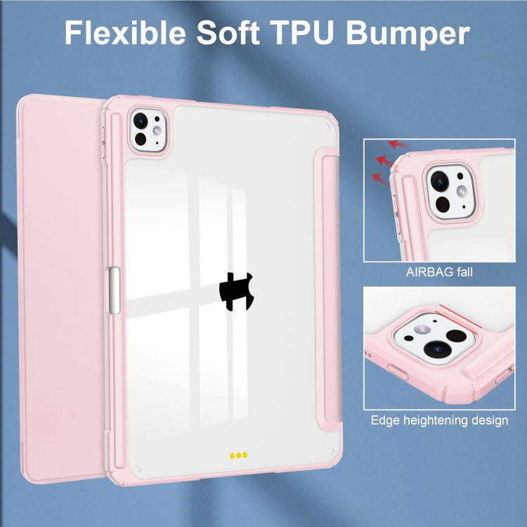 For iPad Pro 13 2025 / 2024 Pure Color 3-fold Clear TPU Smart Leather Tablet Case