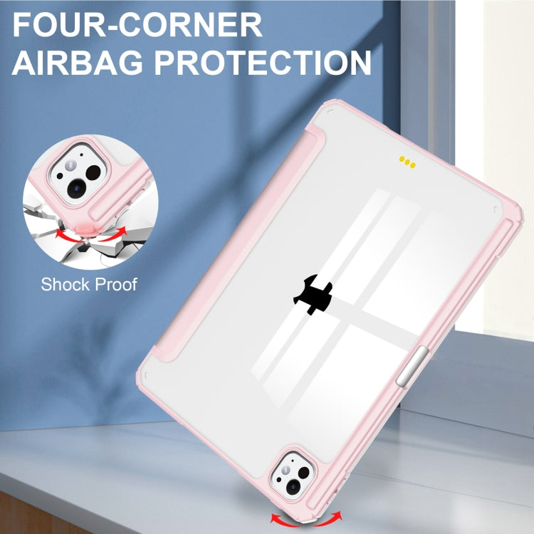For iPad Pro 13 2025 / 2024 Pure Color 3-fold Clear TPU Smart Leather Tablet Case