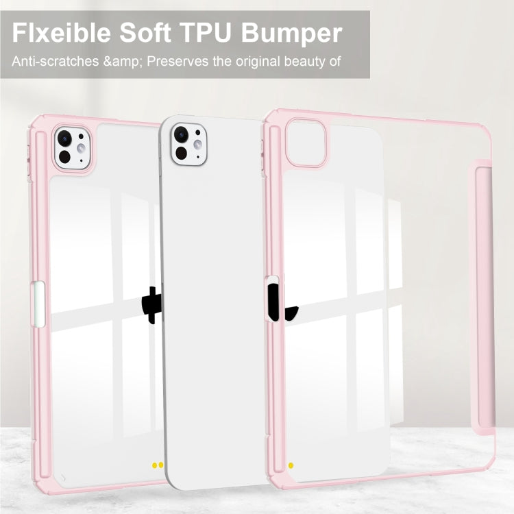 For iPad Pro 13 2025 / 2024 Pure Color 3-fold Clear TPU Smart Leather Tablet Case