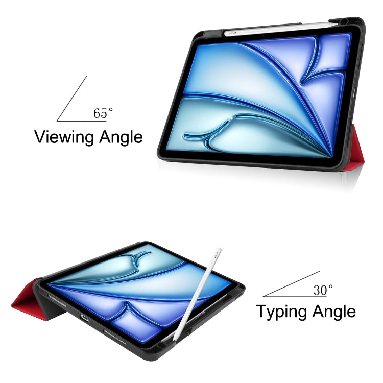For iPad Air 11 2024 / 2025 / 2026 Custer TPU Pure Color 3-Fold Holder Smart Leather Tablet Case
