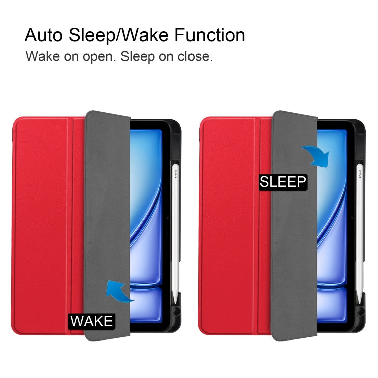 For iPad Air 11 2024 / 2025 / 2026 Custer TPU Pure Color 3-Fold Holder Smart Leather Tablet Case