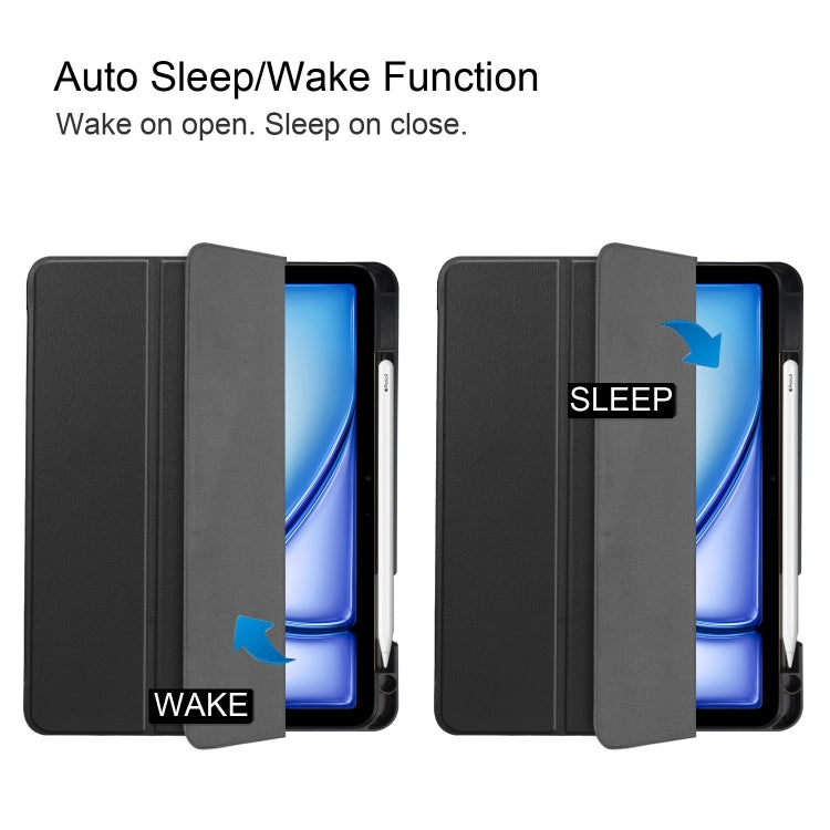 For iPad Air 11 2024 / 2025 / 2026 Custer TPU Pure Color 3-Fold Holder Smart Leather Tablet Case