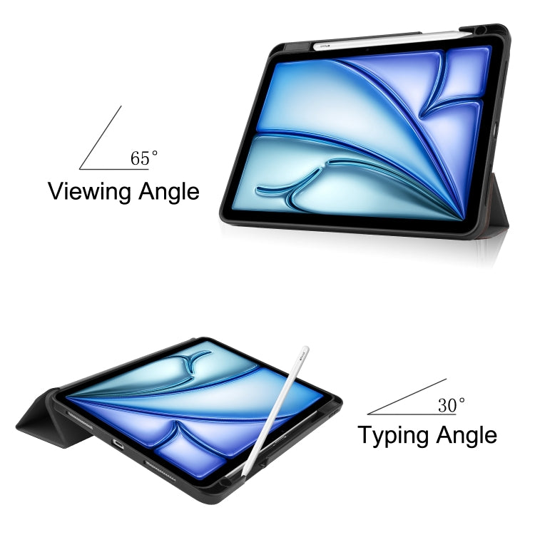 For iPad Air 11 2024 / 2025 / 2026 Custer TPU Pure Color 3-Fold Holder Smart Leather Tablet Case