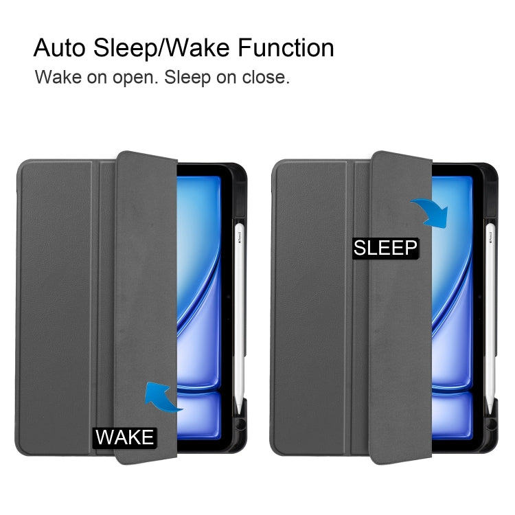 For iPad Air 11 2024 / 2025 / 2026 Custer TPU Pure Color 3-Fold Holder Smart Leather Tablet Case