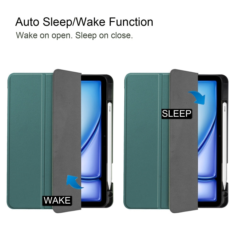 For iPad Air 11 2024 / 2025 / 2026 Custer TPU Pure Color 3-Fold Holder Smart Leather Tablet Case