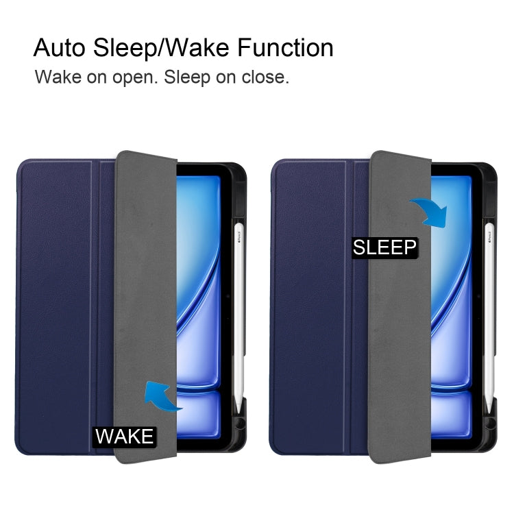 For iPad Air 11 2024 / 2025 / 2026 Custer TPU Pure Color 3-Fold Holder Smart Leather Tablet Case